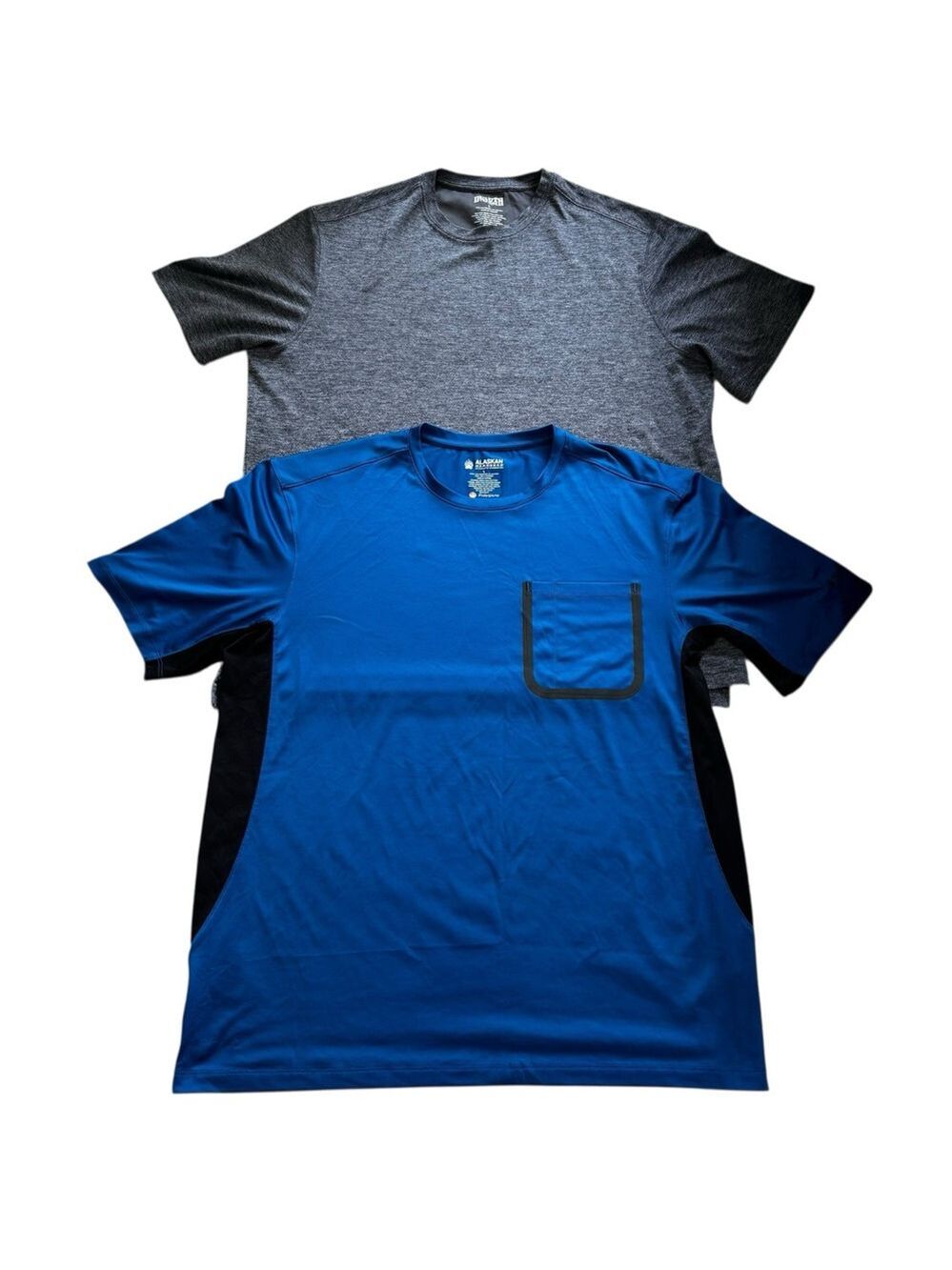 Duluth Trading Company Lot of 2 Mens Tops Sz L Blue Alaskan Hardgear/Gray Tech